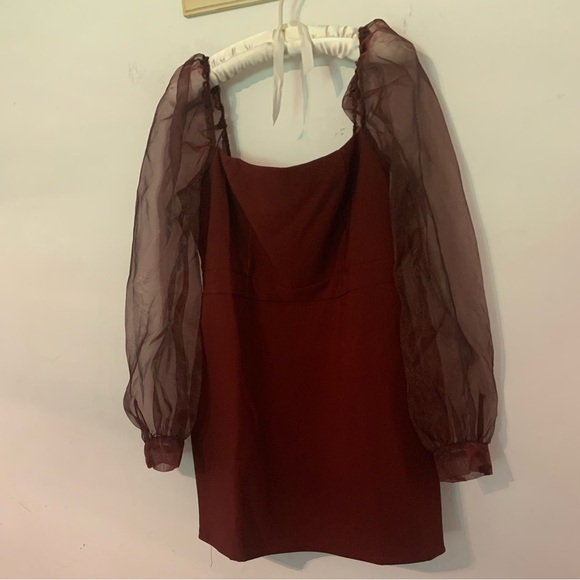 Fashion Nova Womens Cocktail Clubwear Sheer Puff Long Sleeve Mini Dress Size XL - Picture 3 of 14